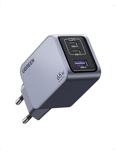 UGREEN Nexode Pro USB C Ladegerät 65W GaN Charger Mini USB C Netzteil 3-Port Schnellladegerät PPS 45W kompatibel mit MacBook Pro/Air, iPad, iPhone 15 Pro Max, Galaxy S24 Ultra, Dell XPS von UGREEN