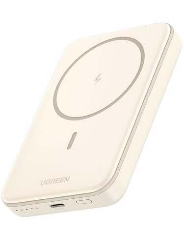 UGREEN Nexode Wireless Powerbank 10000mAh Magnetische Power Bank mit USB-C Schnellladefunktion, Kabellose externer Akku MagSafe kompatibel mit iPhone 16 Pro Max/Pro/16/15 Pro Max/Pro/15/14/13/12(Weiß) von UGREEN