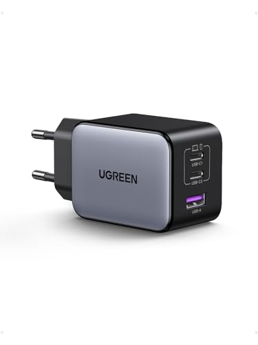 UGREEN Nexode X 65W USB-C Ladegerät Mini PD Netzteil 3-Port GaN Charger Kompaktes Schnellladegerät PPS 45W Kompatibel mit MacBook Air M2, iPhone 15 Pro Max, Galaxy S24 Ultra, Vision Pro von UGREEN