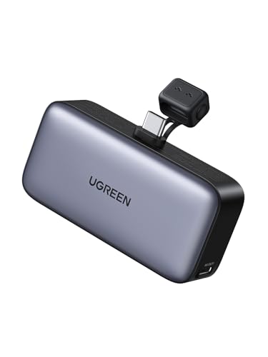 UGREEN Powerbank, 5000 mAh, integrierter USB-C-Anschluss, tragbares Ladegerät, 22,5 W, Schnellladung mit Halterung, LED-Display, kompatibel mit iPhone 16 15 iPad Pro Galaxy Pixel von UGREEN
