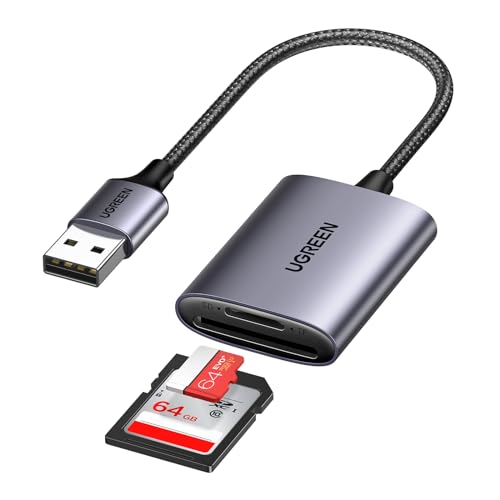 UGREEN SD Kartenleser 104MB/s SD TF kartenlesegerät USB 3.0 SD Card Reader SD Karten Adapter 2 Slot Speicherkartenleser für SDXC, SDHC, SD, MMC, RS-MMC, Micro SDXC, Micro SD, Micro SDHC (Grau) von UGREEN