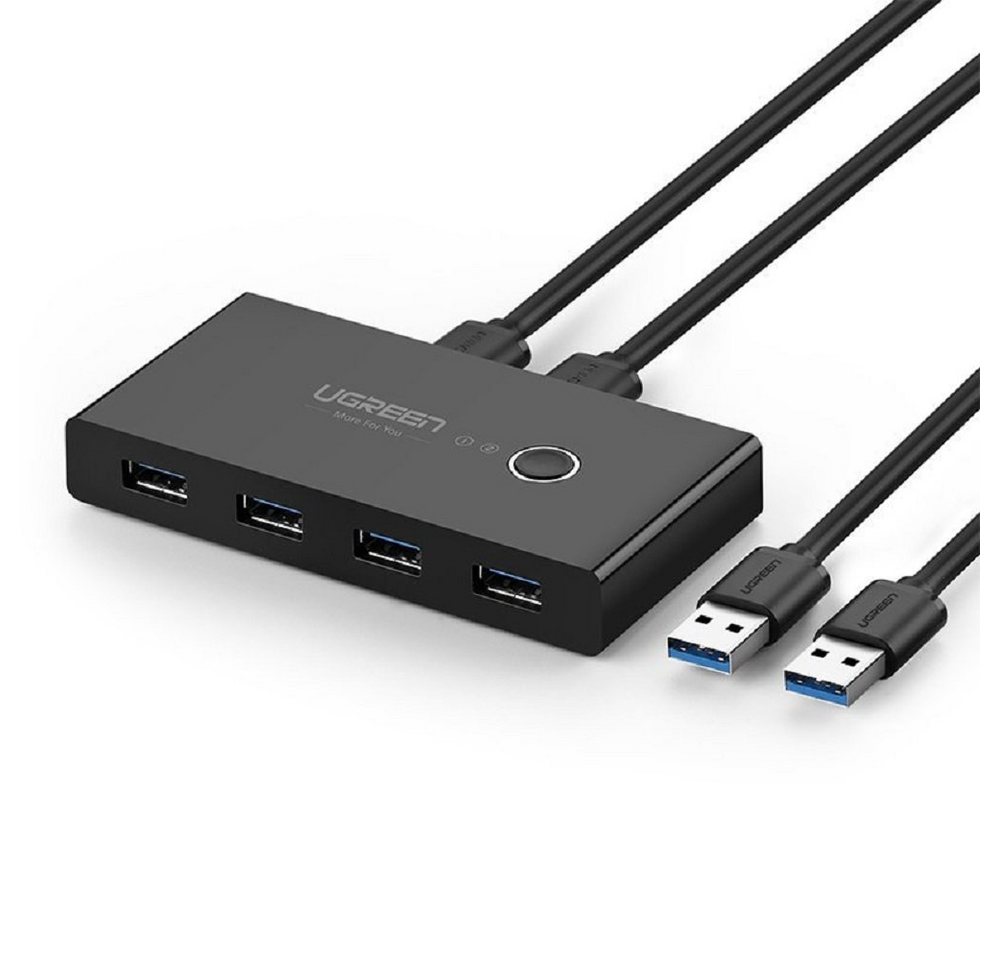 UGREEN Swtich Box Adapter HUB Schalter 4xUSB 2.0 Gen 1 auf 2 Computer schwarz HUB von UGREEN