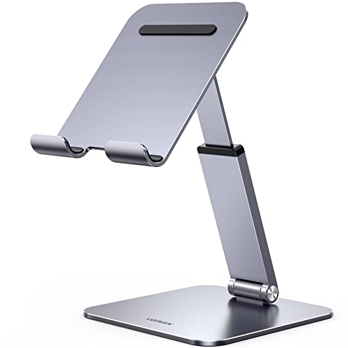 UGREEN Tablet Ständer Höhenverstellbar Halterung Aluminium Verstellbare Höhe Halter kompatibel mit iPad Pro Air Mini 11 12.9 Galaxy Tab S9+ Redmi Pad Huawei MatePad iPhone bis 12,9 Zoll. von UGREEN