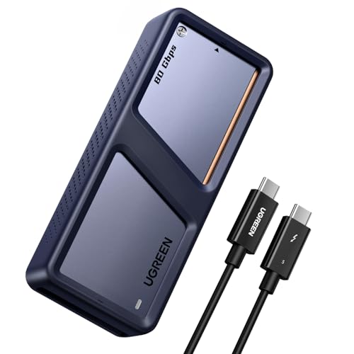 UGREEN Thunderbolt 5 M2 SSD Gehäuse, 80Gbps NVMe Gehäuse mit Intel JHL9480 chip für Thunderbolt 5 und USB 4, kompatibel mit MacBook Pro M4/M4 Pro und M4 Max, HP Celeron N4120, Mac mini M4 von UGREEN