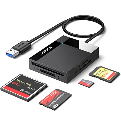 UGREEN USB 3.0 Kartenleser 4 in 1 Kartenlesegerät für SD/TF/CF/MS SD Card Reader mit parallelem Zugriff auf 4 Slots USB Lesegerät Adapter für SD, CF, Micro SD, SDXC, Micro SDHC, Micro SDXC, MS usw von UGREEN
