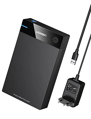 UGREEN USB 3.0 Festplattengehäuse UASP 3,5 Zoll Externe Festplatten Gehäuse USB 3.0 externes Gehäuse Case für 3.5" SATA SSD und HDD mit USB 3.0 Kabel und 12V 2A Netzteil Werkzeuglos von UGREEN