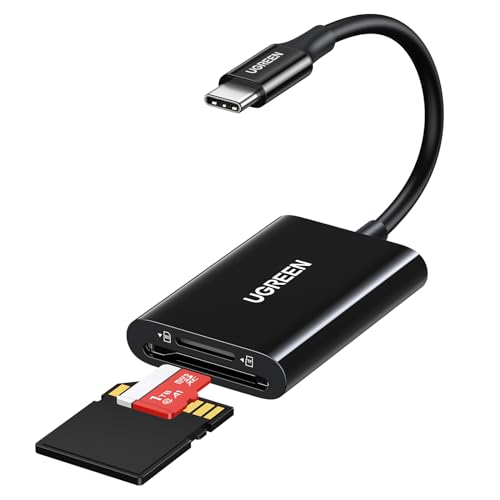 UGREEN USB C Kartenleser 170 MB/S SD 3.0 SD Micro SD Card Reader Typ C Kartenlesegerät USB C Card Reader kompatibel mit iPhone 16 Serie, Galaxy S24 Serie, iPad, MacBook Pro/MacBook Air usw (Schwarz) von UGREEN