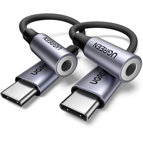 UGREEN USB C Klinke Adapter Aux 2 Pack USB C auf 3.5mm Kopfhörer Adapter mit DAC Chip kompatibel mit iphone16/16pro/16pro max, Galaxy S25 Serie, iPad, P60/50/40, xiaomi usw. (Grau) von UGREEN