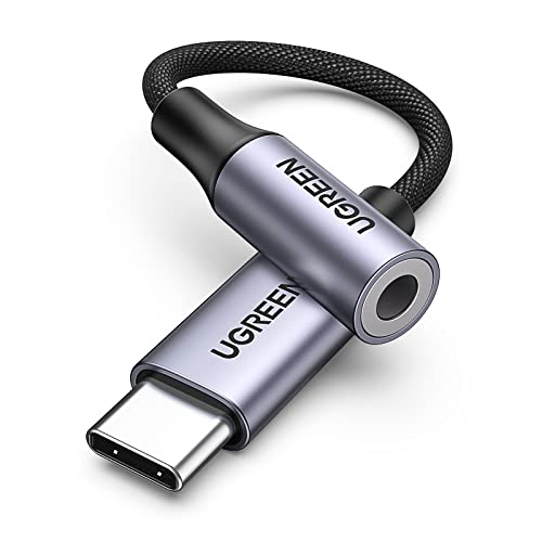 UGREEN USB C Klinke Adapter Aux USB C auf 3.5mm Kopfhörer Adapter mit DAC Chip kompatibel mit iphone16/16pro/16pro max, Galaxy S 25 Serie, iPad, P60/50/40/Mate 30 (Grau) von UGREEN