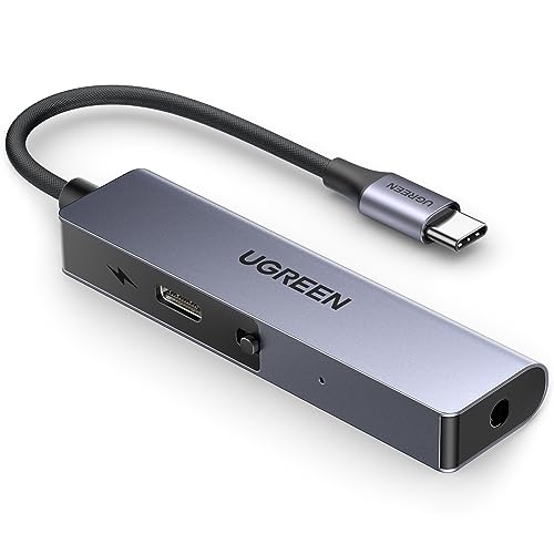 UGREEN USB C auf 3.5 mm Klinke Aux Adapter, USB Soundkarte mit PD 60W Schnellladung für Headset (CTIA/OMTP Standard), Laptop usw. von UGREEN