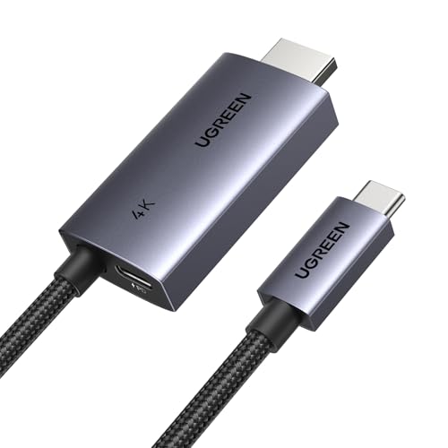 UGREEN USB C auf HDMI Kabel 100W PD Schnellaufladung 4K@60Hz 1080P@240/120Hz Type C Thunderbolt 4/5 Unidirektional Adapter kompatibel mit iPhone 16 15 Pro Mac mini iPad Pro Air Galaxy S25 S24(2M) von UGREEN