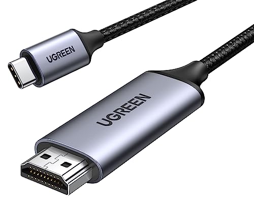 UGREEN USB C auf HDMI Kabel 4K 60Hz 1m Thunderbolt 3/USB C 3.1 HDMI Kabel UHD Geflochten Aluminium kompatibel mit iPhone 15 MacBook Pro 2022, iPad Pro/Air, Galaxy S23 Ultra usw. (1M) von UGREEN