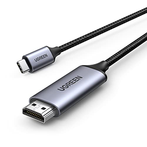 UGREEN USB C auf HDMI Kabel 4K 60Hz 2m Thunderbolt 3/USB C 3.1 HDMI Kabel UHD Geflochten-Aluminium kompatibel mit iPhone 16 15 MacBook Pro 2021 iPad Pro/Air, Galaxy S23 Ultra usw.（3M） von UGREEN