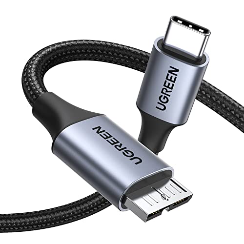UGREEN USB C auf Micro USB 3.0 Kabel Nylon USB Typ C Kabel Externe Festplatte Kompatibel mit USB 3.0 Festplattengehäuse (0.5M) von UGREEN