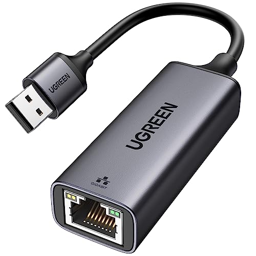 UGREEN USB LAN Adapter 3.0 1000 Mbps Ethernet Adapter USB auf RJ45 Gigabit Netzwerkadapter auf USB Aluminium kompatibel mit Switch,Mi Box,Laptop unter Win 11/10/ 8.1/8, Mac OS, Linux.（Schwarz,10cm） von UGREEN