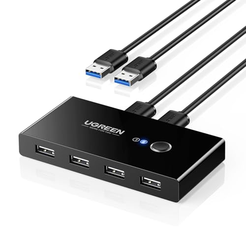 UGREEN USB Switch 2PC KVM USB Switch 2 In 4 Out für stabile Datenübertragung Umschalter mit 2 USB Kabel für Tastatur, Maus, Drucker, Scanner, USB Sticks, Externe Festplatte, Headsets usw. von UGREEN