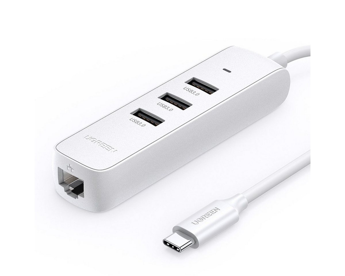 UGREEN USB-Verteiler HUB 4in1 USB Typ C - 3x USB Typ A 3.1 Gen 1 + RJ45 PD Weiß von UGREEN