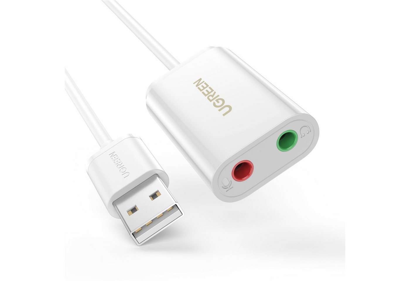 UGREEN USB-Verteiler UGREEN USB-A zu 3.5mm External Stereo Sound Adapter, 15cm, weiß UGREEN USB-Verteiler UGREEN USB-A zu 3.5mm External Stereo Sound Adapter, 15cm, weiß von UGREEN