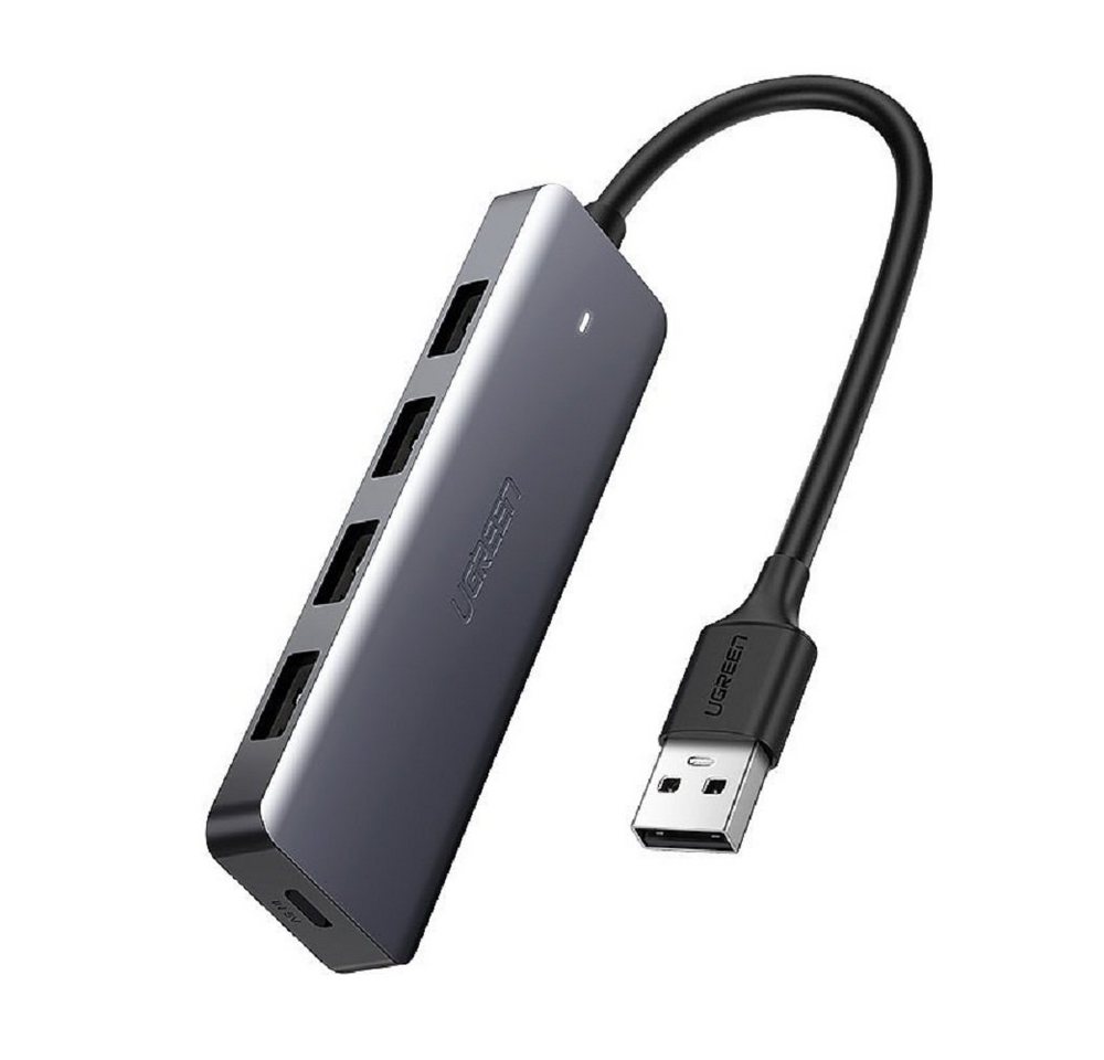 UGREEN USB-Verteiler USB HUB Splitter - 4x USB 3.2 Gen 1 mit Micro USB Stromanschluss Grau von UGREEN