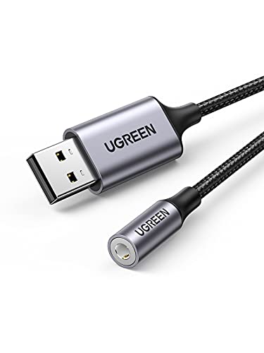 UGREEN USB auf 3.5mm Klinke Adapter USB Soundkarte Adapter Klinke auf USB für Computer, PS5, Switch, Lautsprecher, Mikrofon 4 Polig TRRS Adapter USB von UGREEN