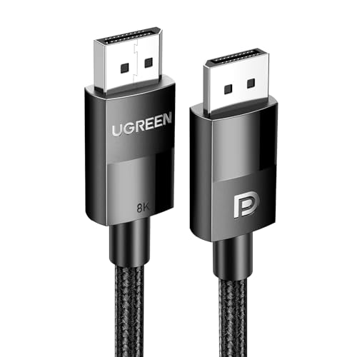 UGREEN VESA-zertifiziertes 8K DisplayPort-Kabel 1 Meter, DP 1.4 DisplayPort-Kabel, unterstützt 8K@60Hz, 4K@240Hz, FreeSync, G-Sync, HDR, 32,4Gbps für HDTVs, Displays, Monitore, Grafikkarten, PCs von UGREEN