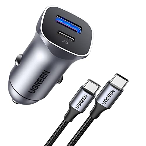 UGREEN Zigarettenanzünder USB C 30W Auto Ladegerät PD&QC 3.0 KFZ Ladegerät USB C PPS mit 1m USB-C Kabel kompatibel mit iPhone 15 Pro Max,15,14 Pro,14 Pro Max,13,12, iPad Pro, Galaxy S24, S23, A53 von UGREEN