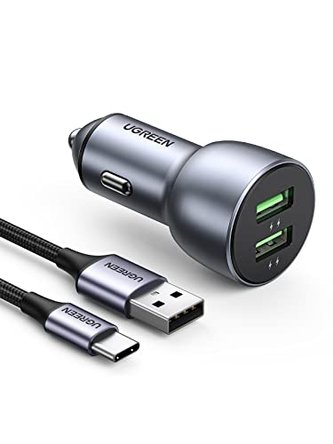 UGREEN Zigarettenanzünder USB QC 3.0 Autoladegerät USB 36W KFZ Ladegerät mit 1m USB-C Kabel, kompatibel mit iPhone iPhone 15,15 Plus,15 Pro,15 Pro Max, Galaxy S24, S23, A53 usw. von UGREEN