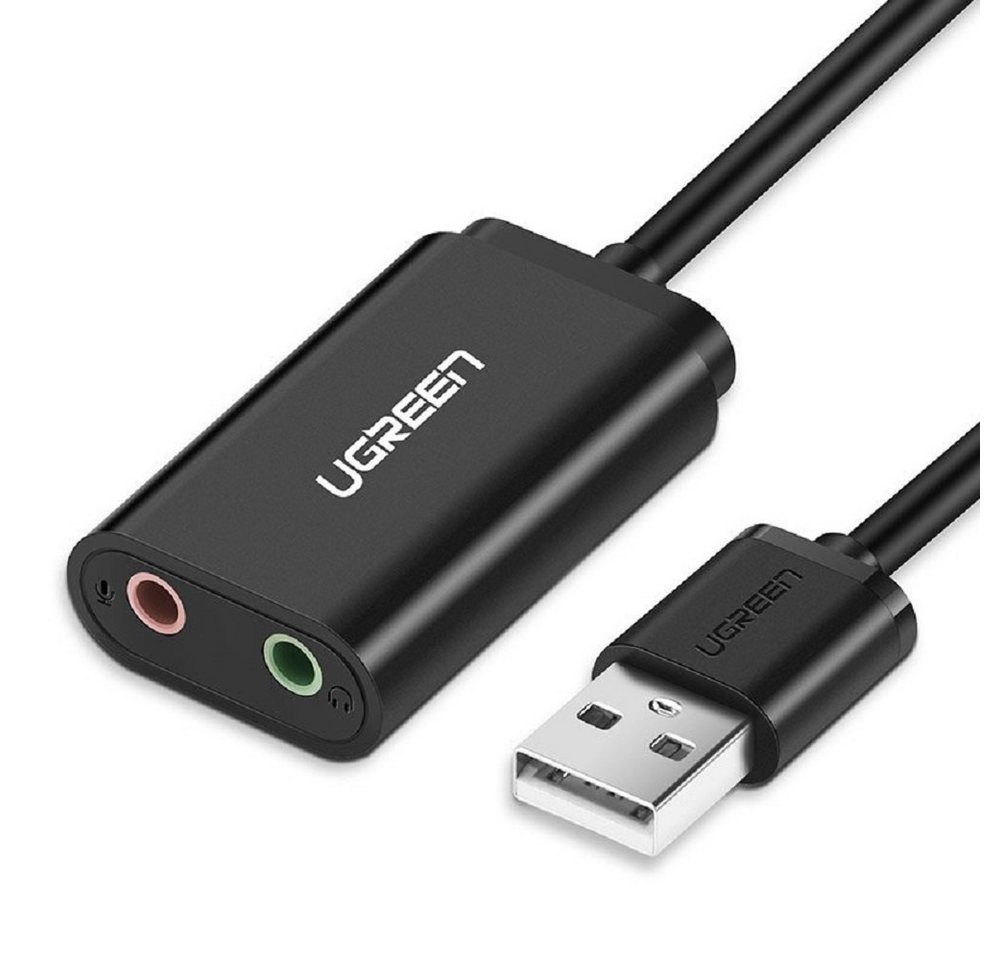 UGREEN externe Soundkarte Musikadapter USB - 3,5 mm Klinke 15cm Audio Adapter USB-Soundkarte von UGREEN