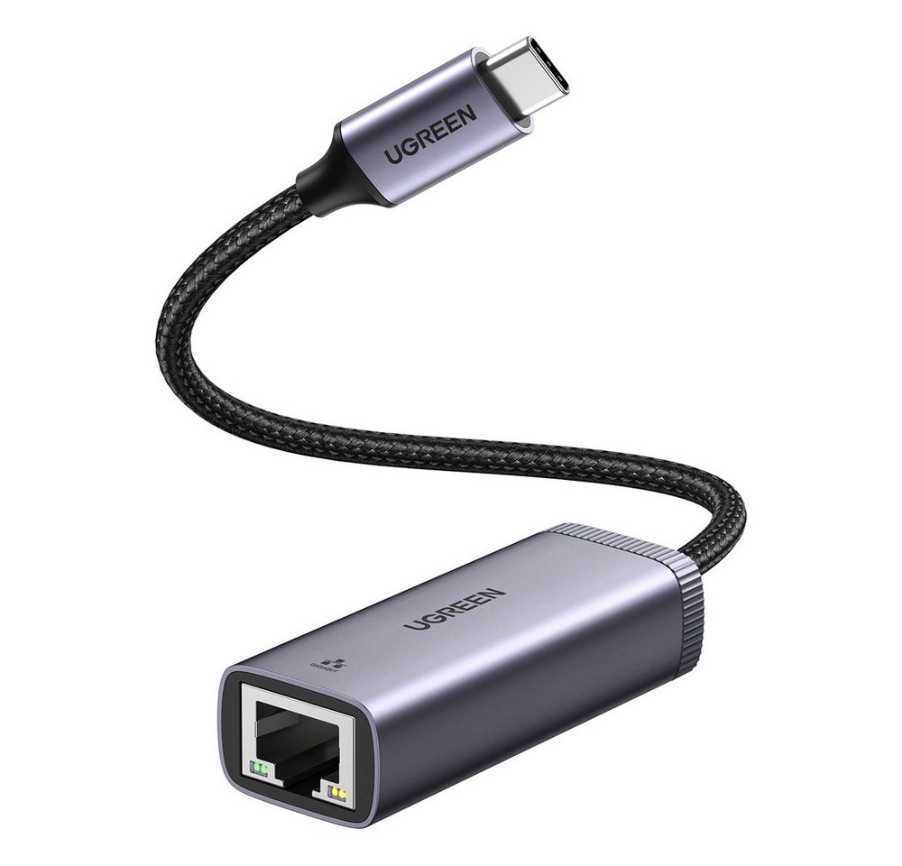 UGREEN externer USB Typ C Netzwerkadapter - RJ45 1Gbps (1000Mbps) grau Netzwerk-Adapter von UGREEN