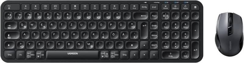 UGREEN kabellos (Bluetooth 5.0+2.4G) Tastatur- und Maus-Set, mit Shortcut-Tasten, Funktastatur mit Maus 4000 DPI für Windows/macOS von UGREEN