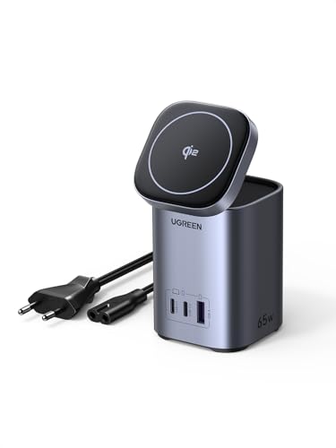 UGREEN USB C Ladegerät 65W, Nexode Qi2 Ladegerät 15W Netzteil GaN Wireless Charger 4-in-1 Ladestation mit induktivem Ladeständer kompatibel mit MacBook Pro/Air, iPhone 12-16 Serien von UGREEN