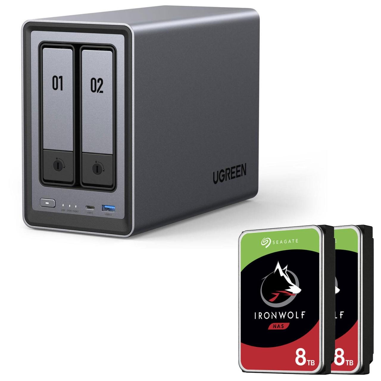 Ugreen NASync DXP2800 NAS System 2-Bay + SEAGATE Festplatte 16 TB (2 x 8 TB) von UGREEN