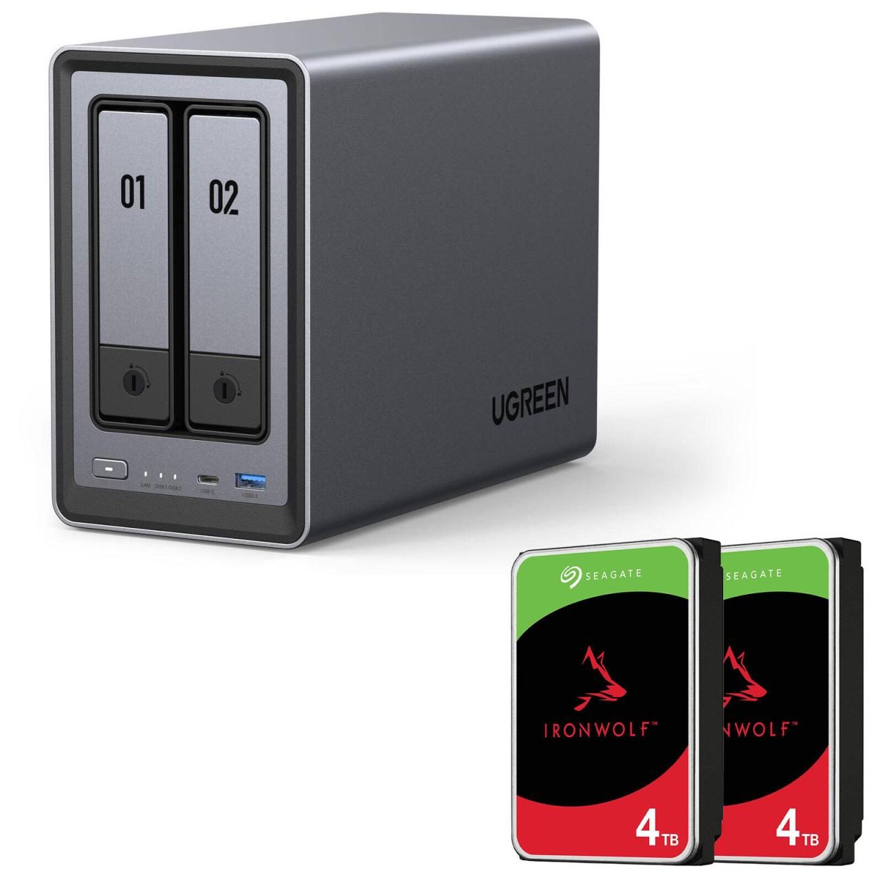 Ugreen NASync DXP2800 NAS System 2-Bay + SEAGATE Festplatte 8 TB (2 x 4 TB) von UGREEN