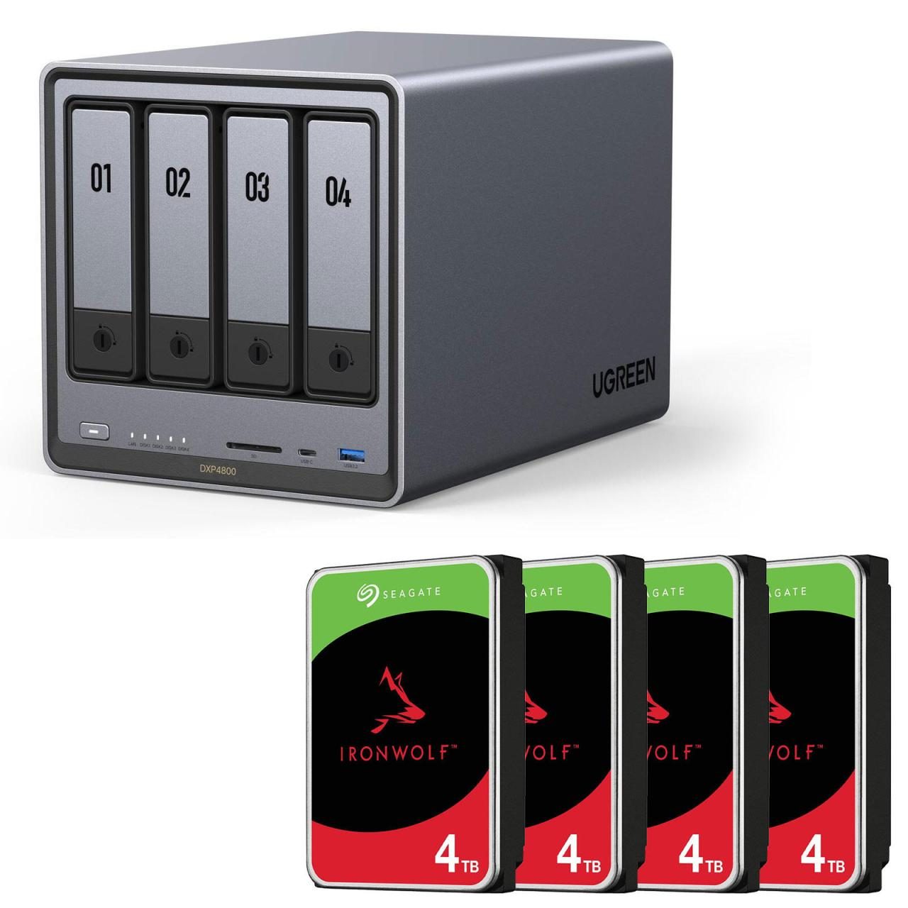 Ugreen NASync DXP4800 + SEAGATE Festplatte 16 TB (4 x 4 TB) von UGREEN