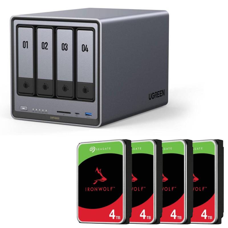 Ugreen NASync DXP4800 + SEAGATE Festplatte 16 TB (4 x 4 TB) von UGREEN
