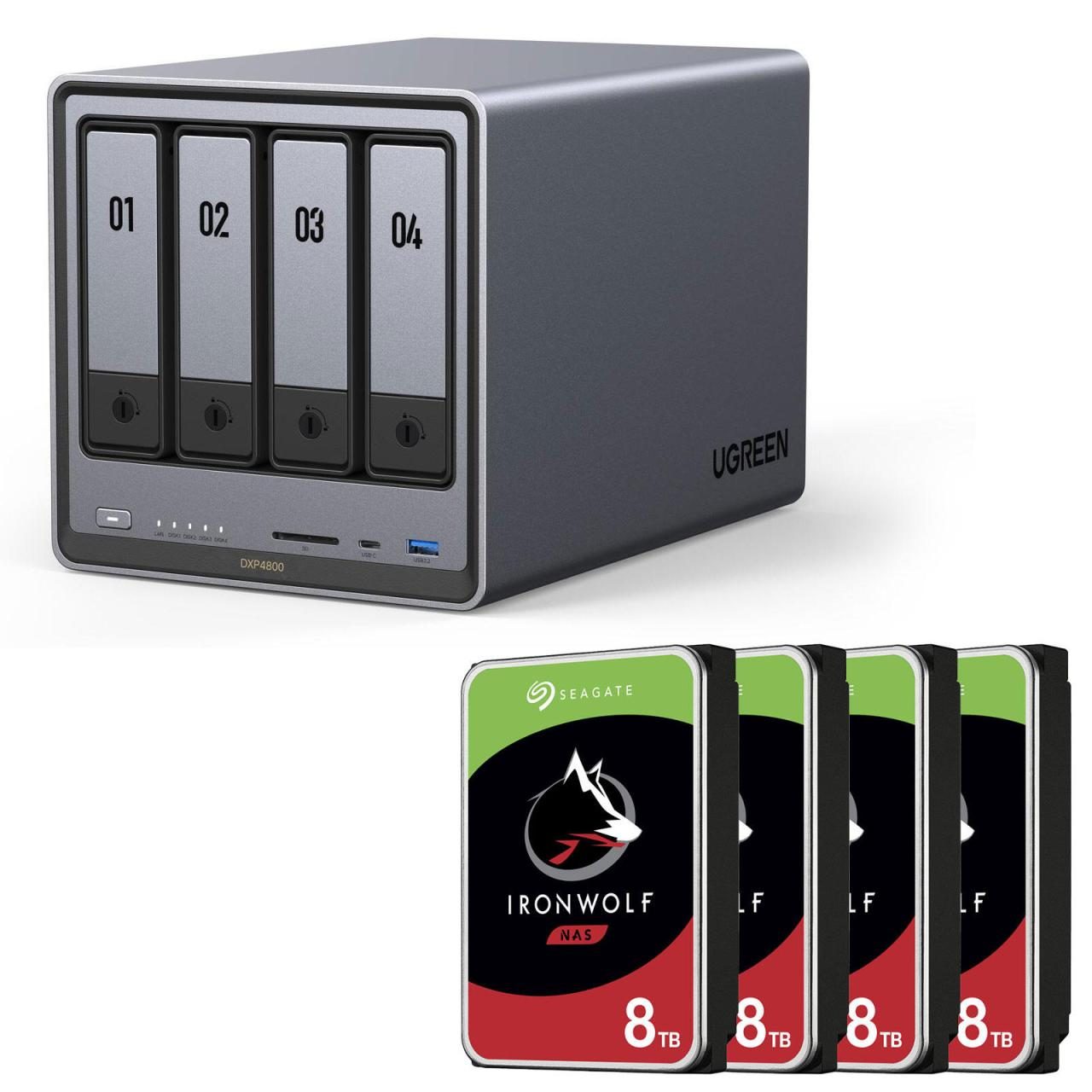 Ugreen NASync DXP4800 + SEAGATE Festplatte 32 TB (4 x 8 TB) von UGREEN