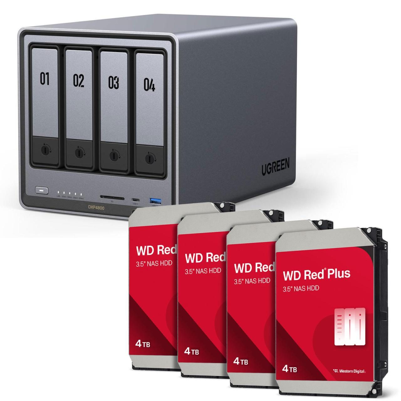 Ugreen NASync DXP4800 + Western Digital Festplatte 16 TB (4 x 4 TB) von UGREEN