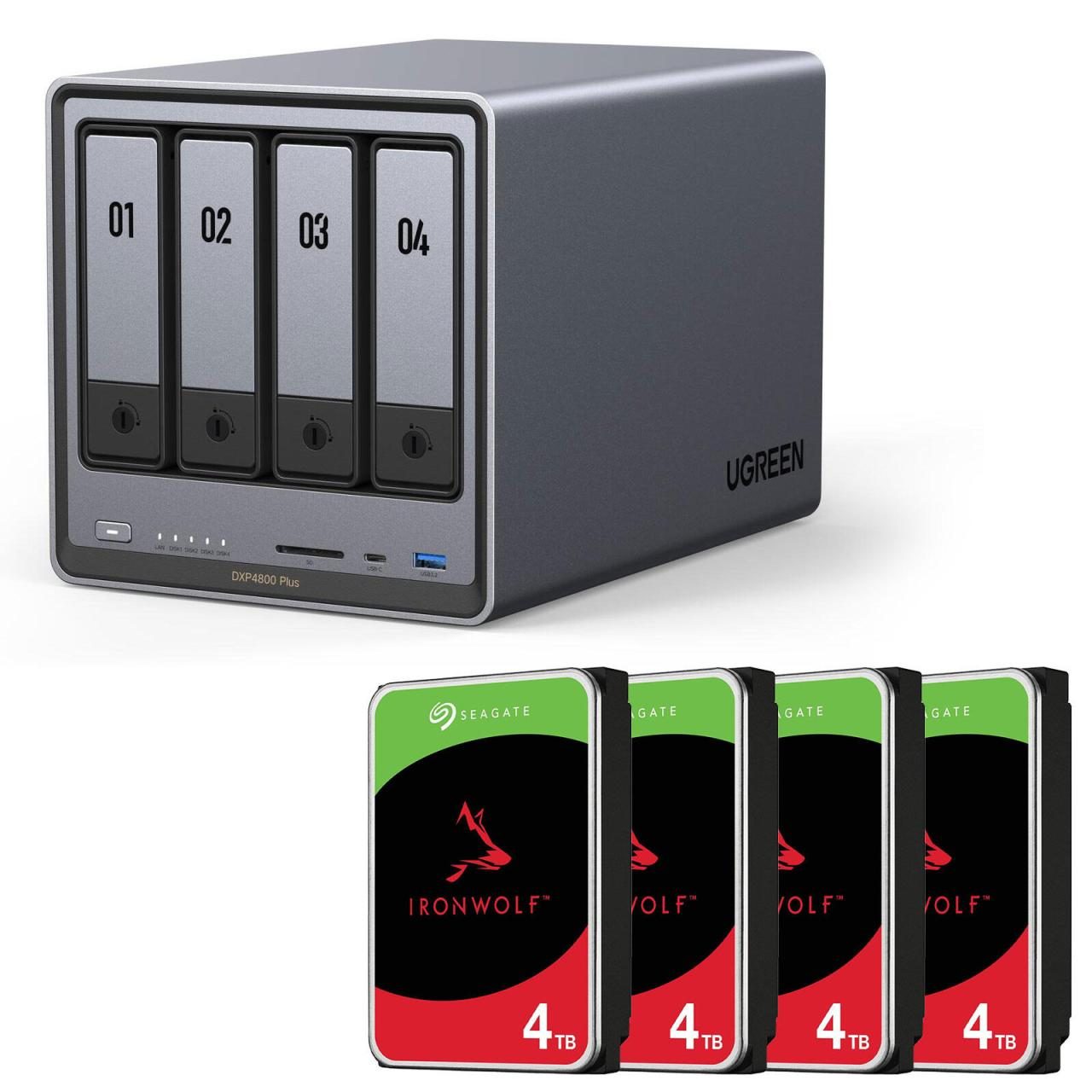 Ugreen NASync DXP4800 Plus + SEAGATE Festplatte 16 TB (4 x 4 TB) von UGREEN