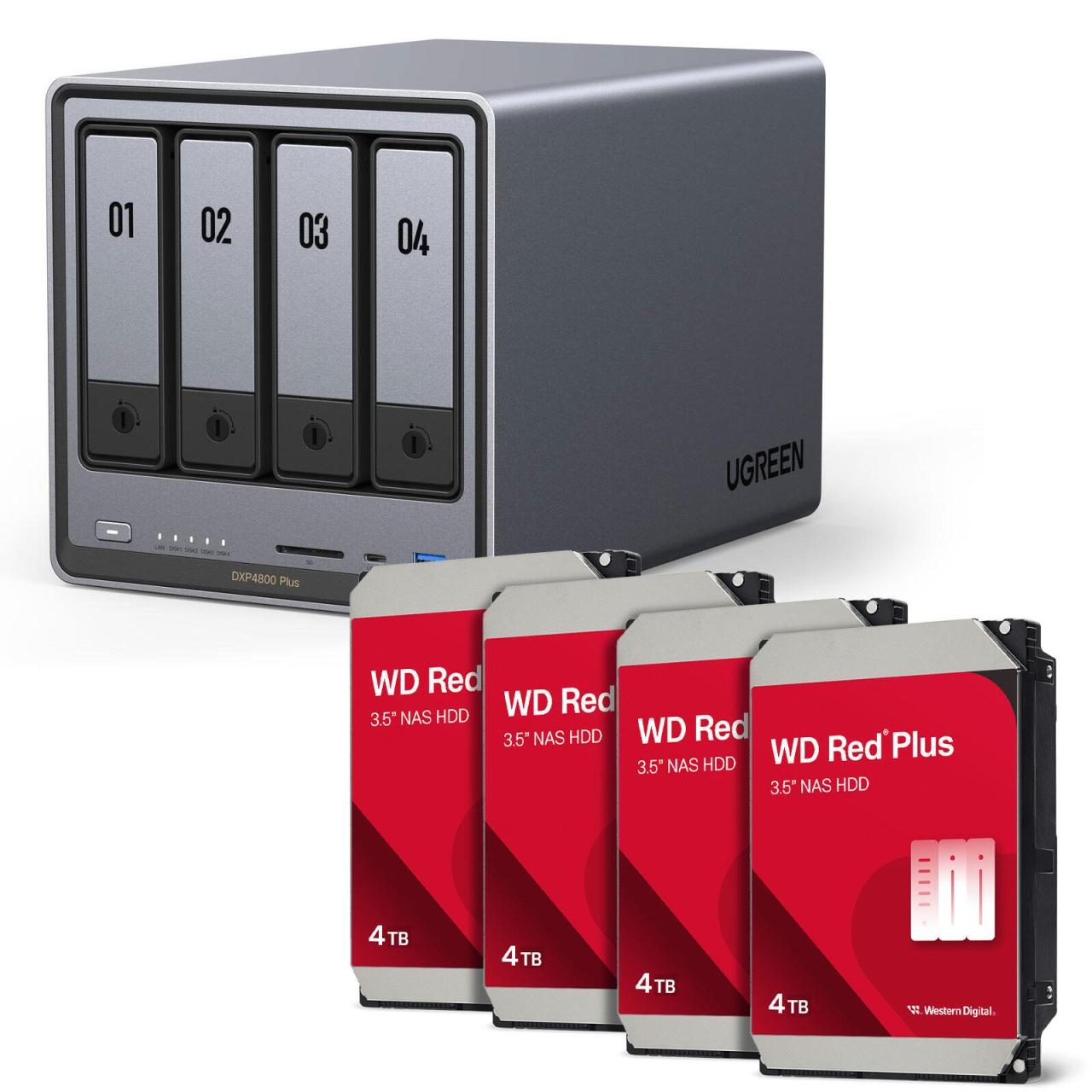 Ugreen NASync DXP4800 Plus + Western Digital Festplatte 16 TB (4 x 4 TB) von UGREEN