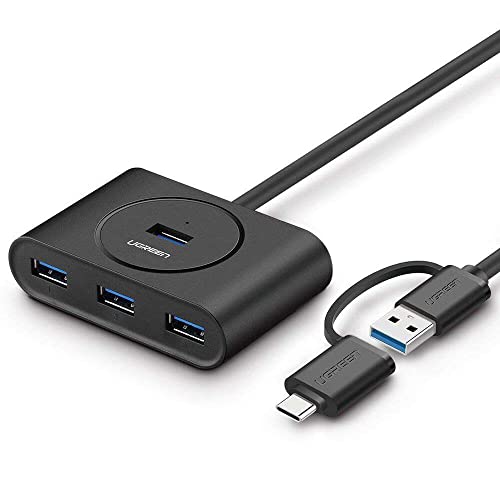 Ugreen USB A/USB C to 4 Port USB 3.0 Hub Multiplexer Schwarz 1 Meter von UGREEN