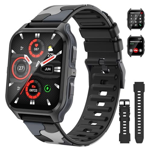 Smartwatch für Männer und Frauen, Anruf annehmen/tätigen, 4,7 cm (1,83 Zoll) HD-Bildschirm, Fitness-Tracker mit Schrittzähler, über 100 Sport-Modi, Smartwatch mit Herzfrequenz-Schlafmonitor, von UHOOFIT