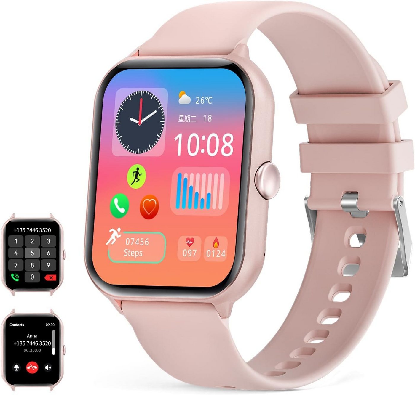 UHOOFIT Smartwatch (1,95 Zoll, Android, iOS), mit Telefonfunktion, Schlaf Herzfrequenz-Monitor, 100 + Sportmodi von UHOOFIT