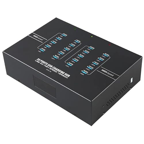 UHPPOTE Industrial Grade 2.1A 20 Ports USB3.0 Hub USB Data Sync & Charge Station, Schwarz von UHPPOTE