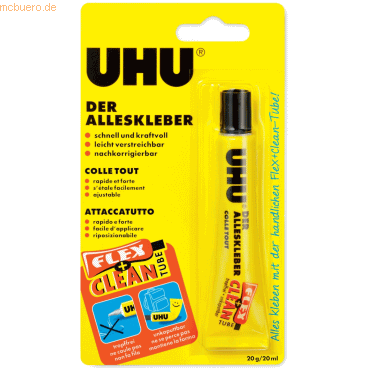 10 x Uhu Alleskleber Flex + Clean Kunststofftube 20g von UHU