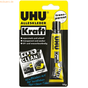 10 x Uhu Alleskleber Kraft Flex + Clean transparent Tube 18g 10 x Uhu Alleskleber Kraft Flex + Clean transparent Tube 18g von UHU