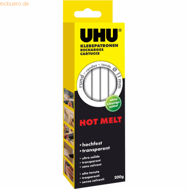10 x Uhu Klebepatrone Hot Melt 11mm transparent 200g von UHU