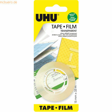12 x Uhu Klebefilm Tape Film 15mmx33m transparent VE=2 Stück von UHU