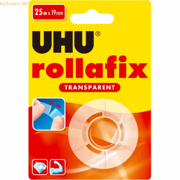 12 x Uhu Klebefilm rollafix Transaprent Nachfüllrolle 25mx19mm transpa von UHU