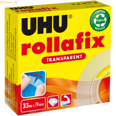 12 x Uhu Klebefilm rollafix Transparent Nachfüllrolle 33mx19mm transap von UHU