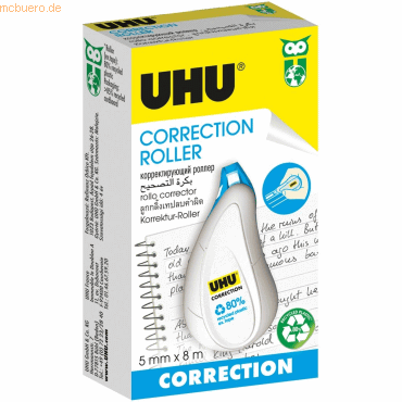 12 x Uhu Korrekturroller Correction Roller Sideway 8mx5mm von UHU